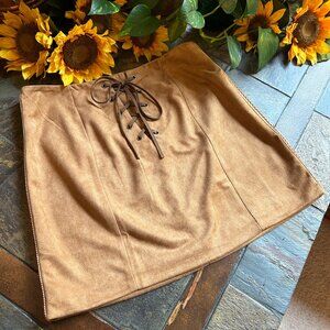 Lunik Faux Suede Lace-Front Skirt (NWT)